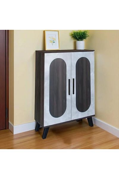BAITY Two-Door Shoe Cabinet, Malaysian Wood, Dark Brown - MLY-1044