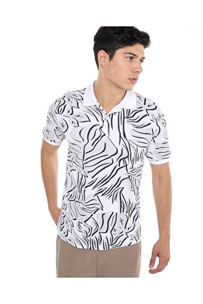 R&B Printed Polo T-Shirt with Short Sleeves