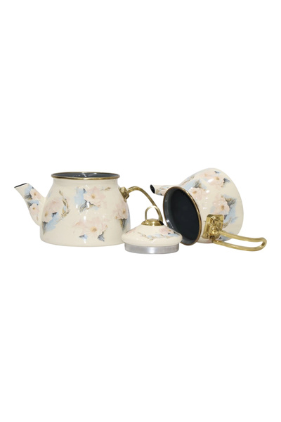 PR HOME Flower Gold Model Emaye Çaydanlık