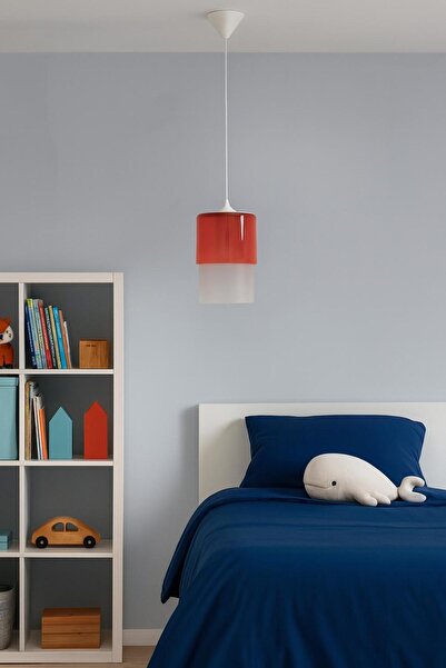 Fera Aydınlatma Noa Kırmızı Cam Beyaz Gövde Genç,Çocuk Odası Banyo Mutfak Hol...