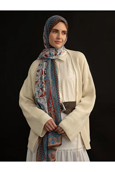 Tuva Ethnic Patterned Soft Shawl - Multicolored - V1 -