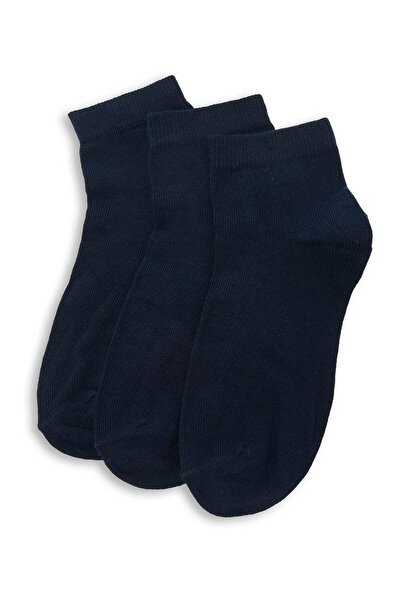 R&B Navy Blue Boy 3 Pack Solid Ankle Socks