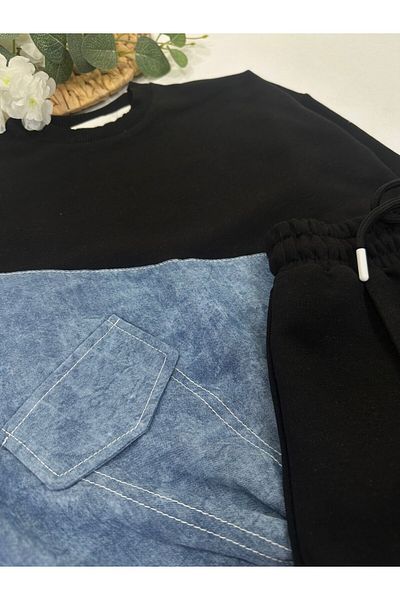 chibuumbabykids Girl's Jeans Detailed Track Suit Set