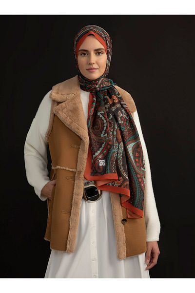 Tuva Ethnic Patterned Soft Shawl - Multicolored -