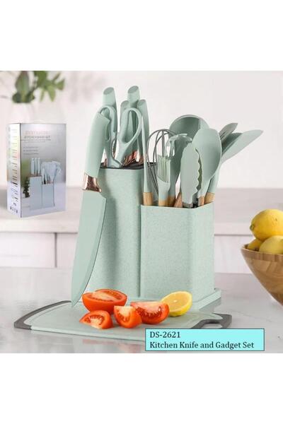 Tradeo 19-Pc Silicone Cooking Utensil Set – Heat Resistant Tools w/ Wooden Handles for Nonstick Cookware