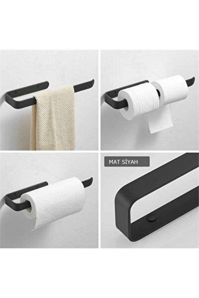 SepetBudur Metal Matte Black Towel Holder