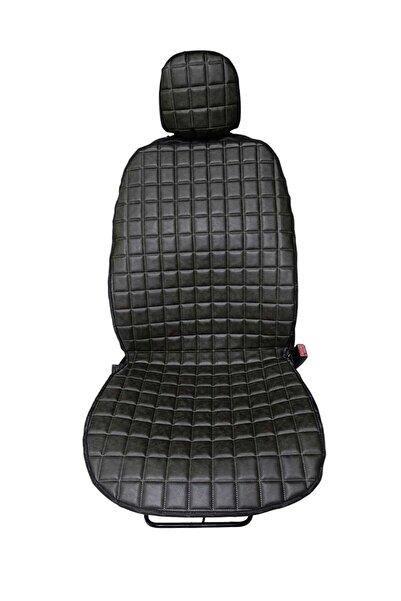 R.O RELAXOTOAKSESUAR Dark Khaki Quilted Faux Leather Car Seat Cushion 2-Piece...