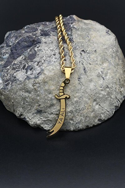 Prestige Hz. Ali Zülfikar Kılıcı Kolye Paslanmaz Çelik Zincir Altın Kaplama 3Mm 902097