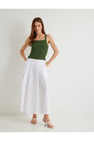 Koton Khaki Women's Knit Strappy Tank Top