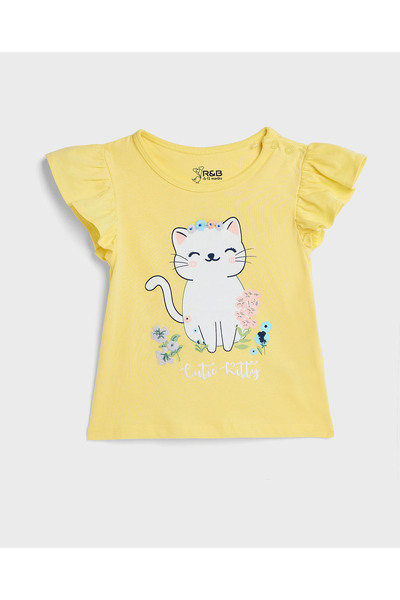 R&B بلوزة مطبوعة برقبة دائرية وأكمام واسعة