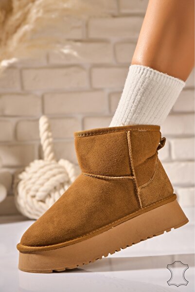 Joana Γυναικείες Μπότες από Φυσικό Σουέτ Camel Driana