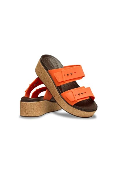 Crocs Brooklyn Cork Buckle Turuncu Kadın Dolgu Topuklu Terlik