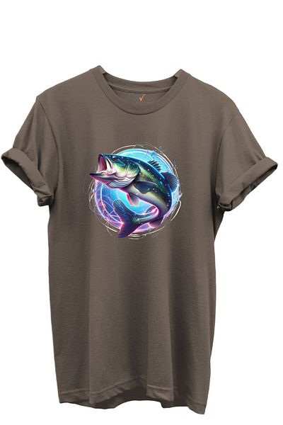 WİDİ Colorful Neon Fish Patterned 100% Cotton Regular Fit Unisex T-Shirt