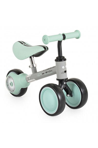 byox Tricicleta copii fara pedale Mini Wee Green, scaun moale reglabil pe ina...