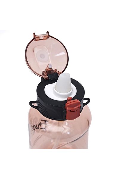 B4U Children's school water bottle, pop-up flip-top with straw, with drawstring, dark brown, 1200 ml 3847-2