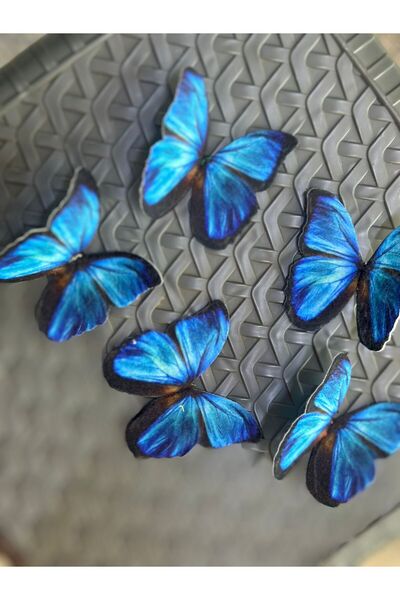 Gönülden Tasarım 6X6 CM 5 ADET SET KELEBEK ARMA DİKİŞ APPLIK MAVI