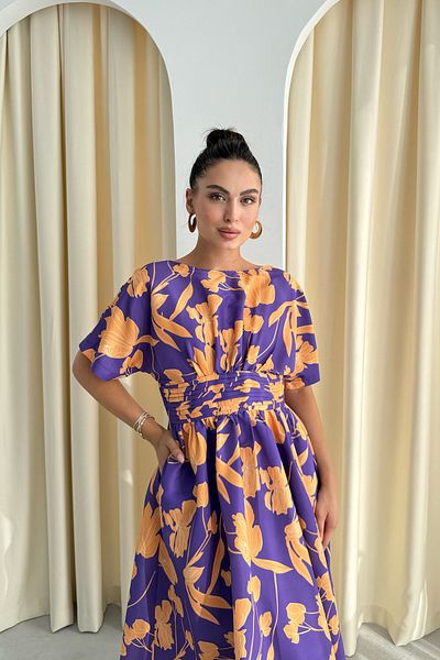 Seda Yalçın Atelier Rochie midi prințesă cu model portocaliu