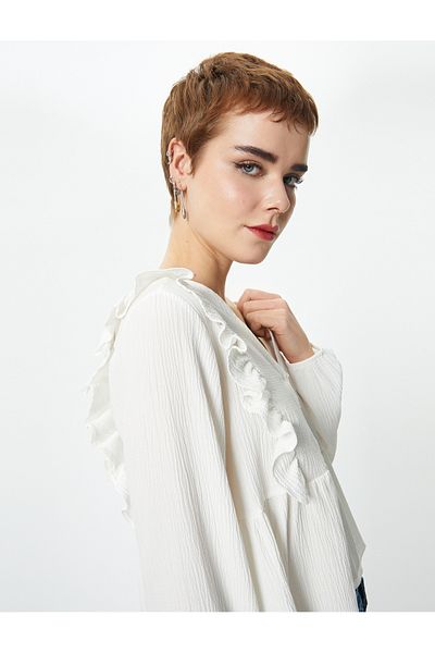 Koton White Women's Ruffle Bouse
