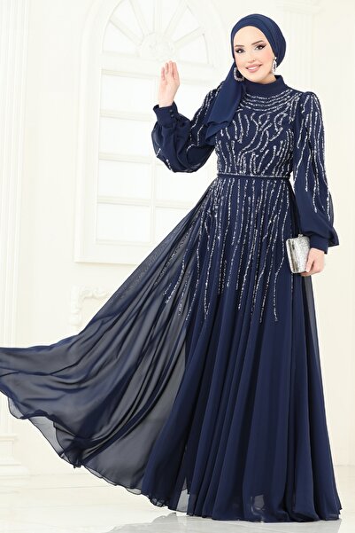 ModaMerve SUAL Taş Detaylı Abiye 4992D170-MS Laci