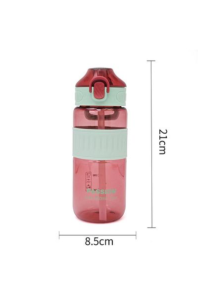 B4U Kids water bottle, pop-up flip-top lid with straw, silicone grip, red, 650 ml XBD-6052