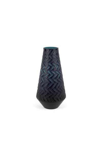 Mikasa Moor Dark Blue Frosted Glass Vase 18X36Cm