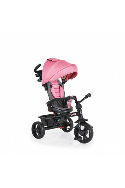 byox Quick Pink children's tricycle with EVA wheels, reversible seat and adjustable backrest, pen holder