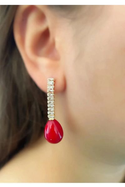 TAKİŞKO RED STONE EARRINGS