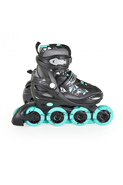byox Adjustable roller skates size 34-37 for children with PU wheels, aluminum base, lace closure, straps