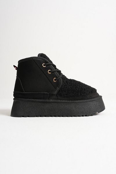 Zerenyus Loana Premium Women's Fur Black Winter Thick Soled Boots