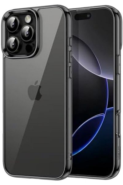 GENERAL G-Tech Case for iPhone 16 Pro 6.3 inch, Transparent Scratch-Resistant Back - Black