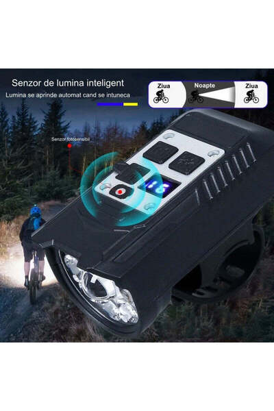 VTM Lanternă Bicicletă L-S75, 9 LED-uri, Senzor de Lumină