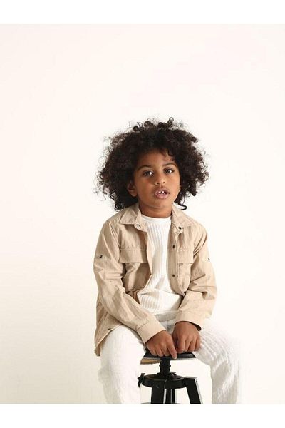 Zekids Boy's Parachute Fabric Shirt with Snap Pocket