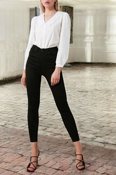 byhaziran butik Women's Lycra High Waist Skinny Jeans