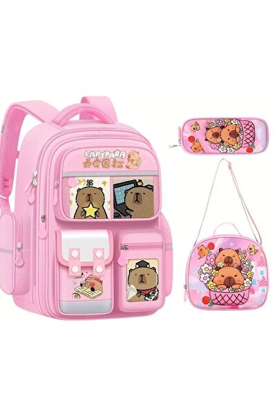 xpress sales Ghiozdan școlar Capibara XPRESS SALES® + 6 ani, impermeabil, premium, cu geantă și penar