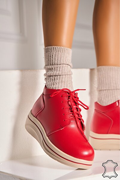 Joana Women's Red Genuine Leather Boots Yuliya