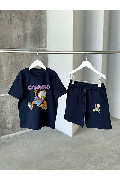 KAPROLLI Garfield Pattern Unisex Tshirt Shorts Girls Boys Kids Bottom Top Set Tshirt Shorts Set School Nursery Set