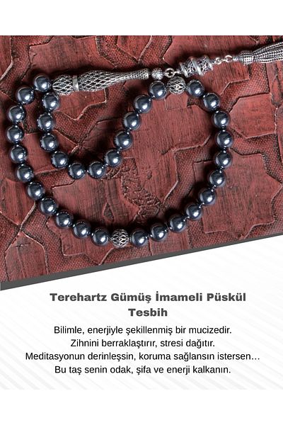 Saff Doğal Taş Certified Trehartz Silver Imami Tassel Prayer Beads