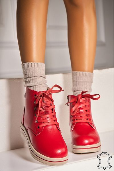 Joana Women's Red Natural Leather Boots Alexina