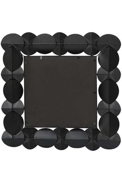 Vanity Living Wall Mirror with Small Circled Pattern, Square Design - Gun Metal Finish, Decorative A