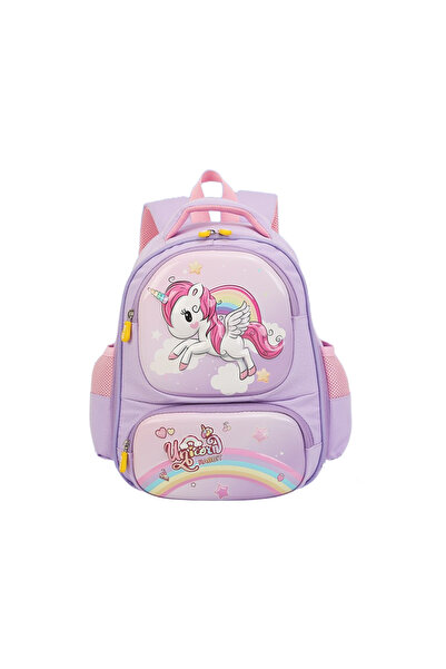 B4U Ghiozdan gradinita fete 2 compartimente mov Unicorn DAWEIMAO DW-678