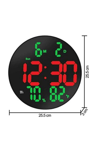 VTM Ceas Digital de Perete cu LED Rosu, Calendar, Termometru, Cronometru, Telecomanda, 20cm