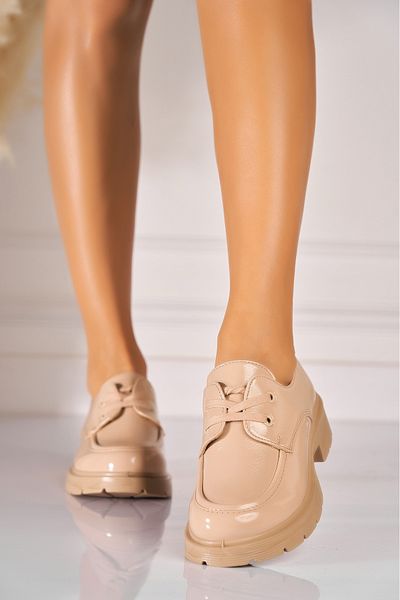 Joana Women's casual shoes Nude made of ecological patent leather Dalina3