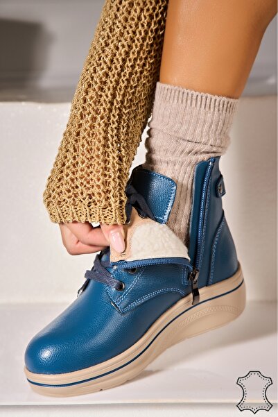 Joana Γυναικείες Μπότες από Φυσικό Δέρμα σε Μπλε Χρώμα Alexina