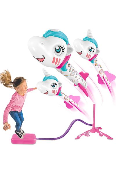 LUDIRO Launcher and 3 Foam Rockets Set for Children 3-7 Years Old, Active and Outdoor Play