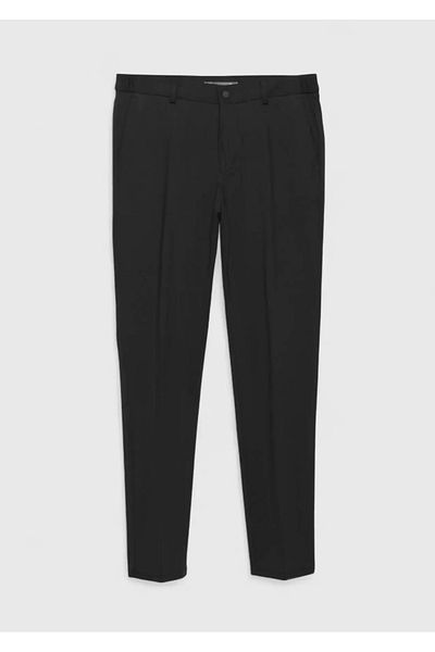 Ramsey Black Plain Knitted Jogging Fit Casual Trousers