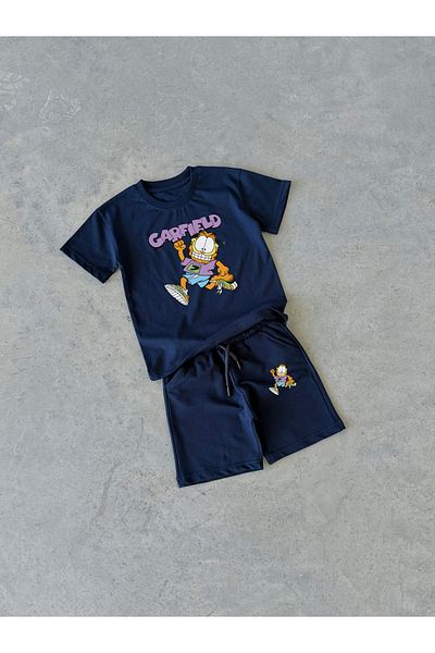 KAPROLLI Garfield Pattern Unisex Tshirt Shorts Girls Boys Kids Bottom Top Set Tshirt Shorts Set School Nursery Set