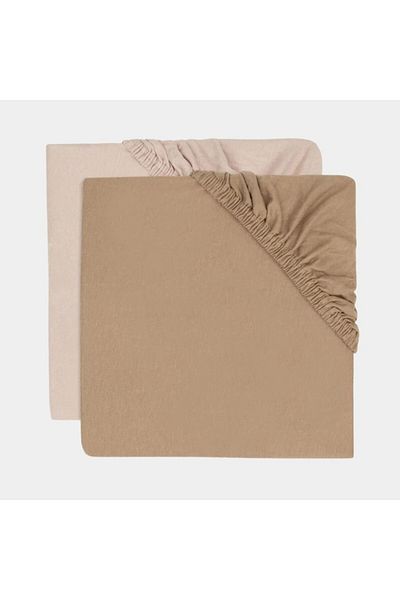 Jollein Cearșaf cu elastic din bumbac, set de 2, 60 x 120 cm, trandafir sălbatic/biscuit