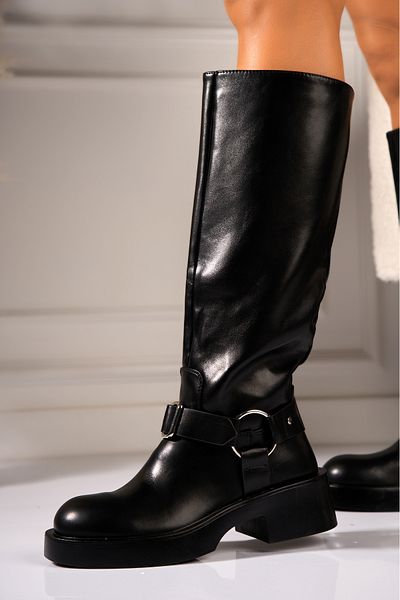 Joana Women's Black Fur-lined Boots Made of Eco-Leather Elika
