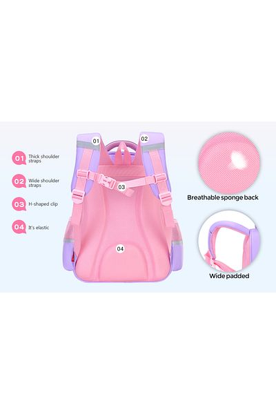 B4U Girls' school bag 2 compartments grades 3-5 purple DAWEIMAO DW-8581