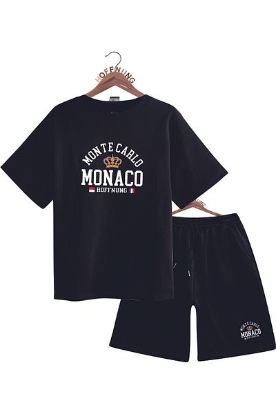 HOFFNUNG Unisex Men/Women Crew Neck Monte Carlo Monaco Printed Bottom Top Tracksuit Suit
